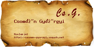 Csomán Györgyi névjegykártya